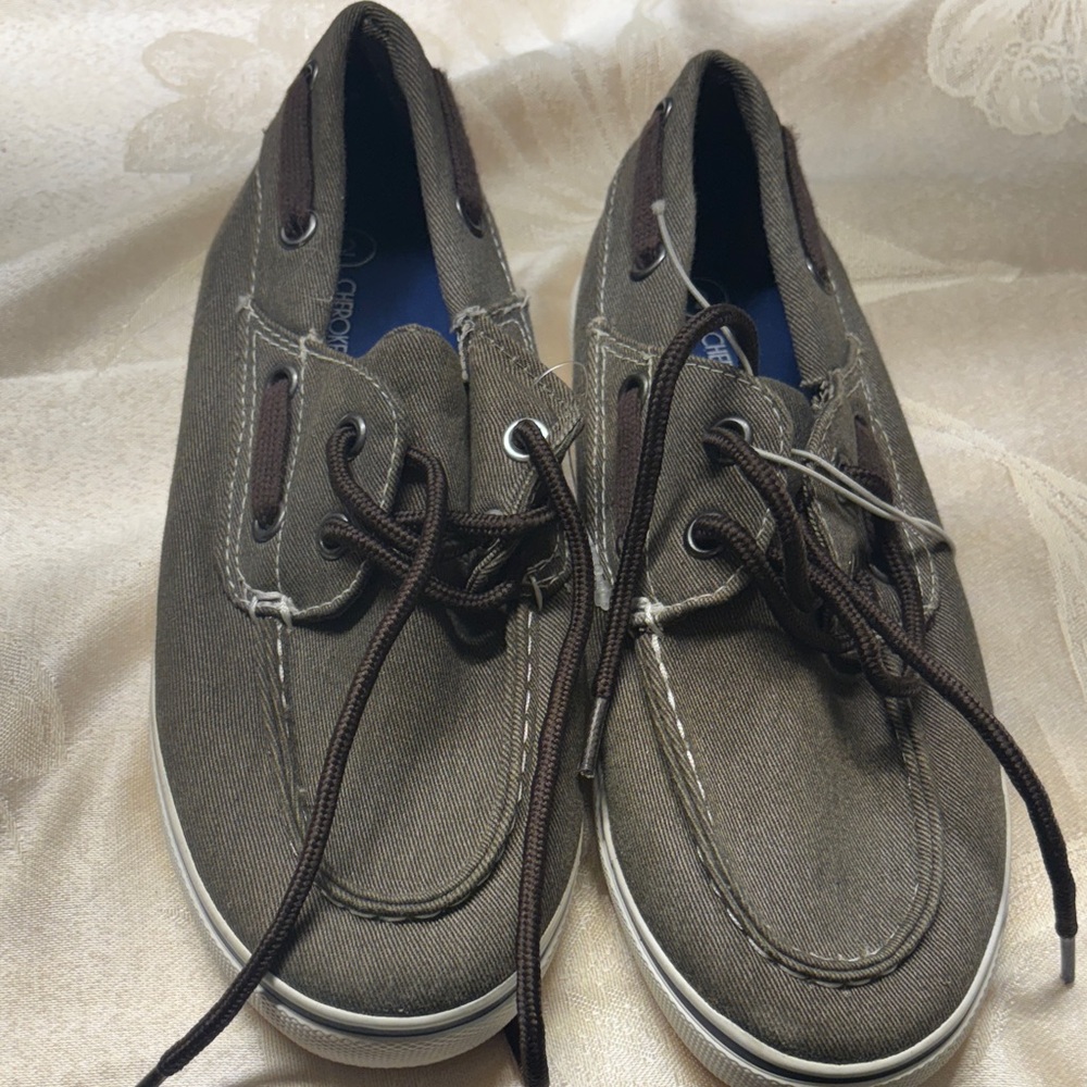 Cherokee Brown Canvas Dress Shoes for Kids
